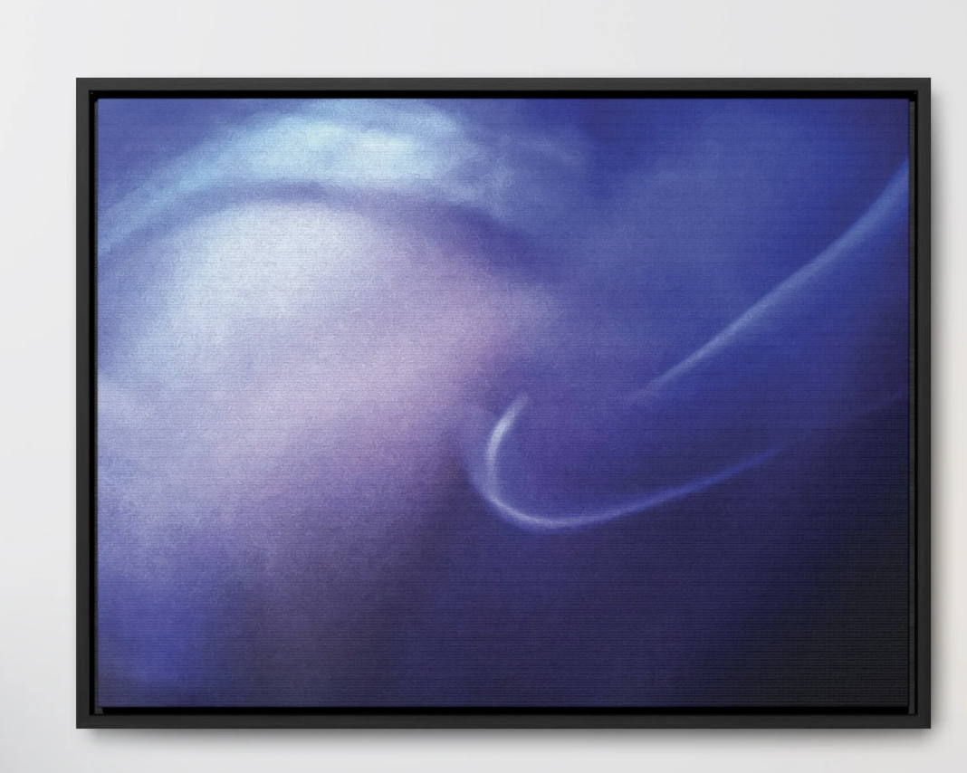 Large Abstract Wall Art Blue Swirl Framed Canvas Print